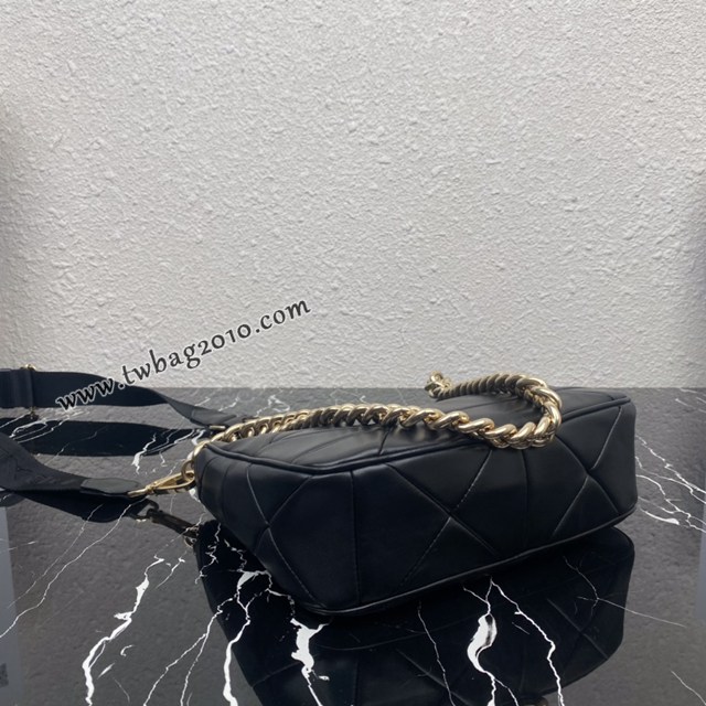 Prada專櫃新款升級版三合一女包 1BC151 普拉達小牛皮純手工菱形拼接鏈條肩背斜挎包 csp1511